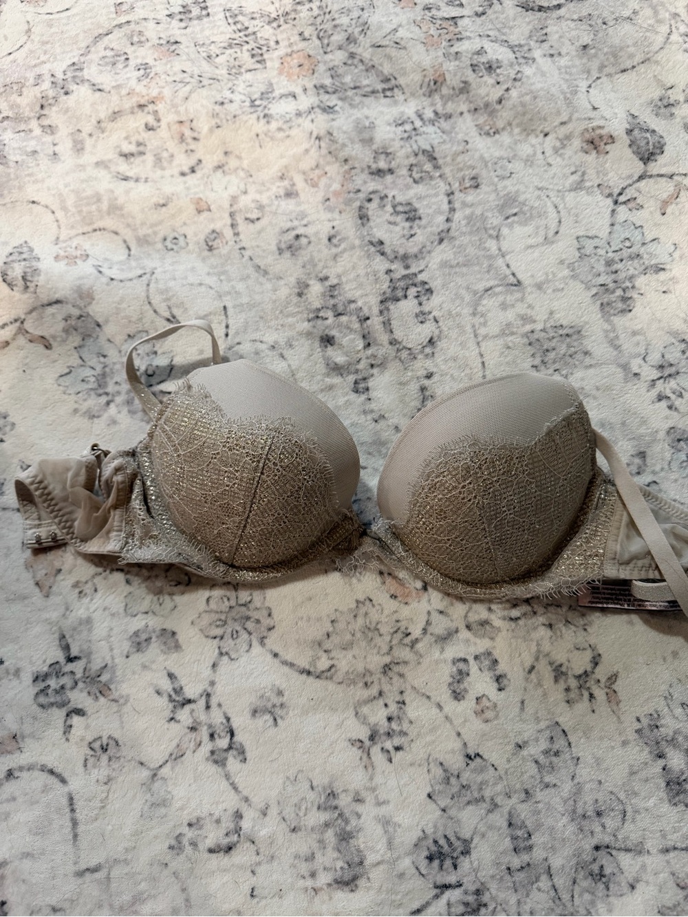 Victoria's Secret Lace Overlay Push-Up Bra in Taupe
